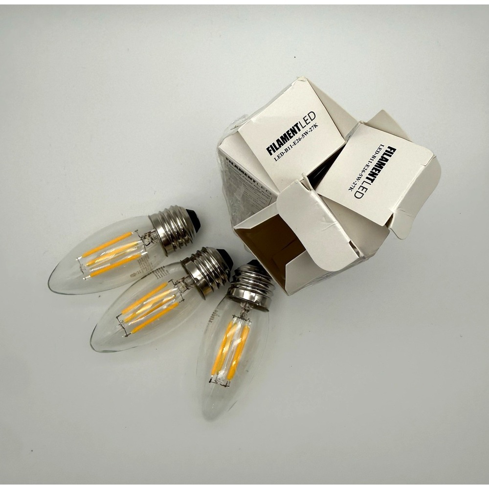 FILAMENTLED B11 Candle LED Filament Bulb E26 5W 2700K Soft White Dimmable